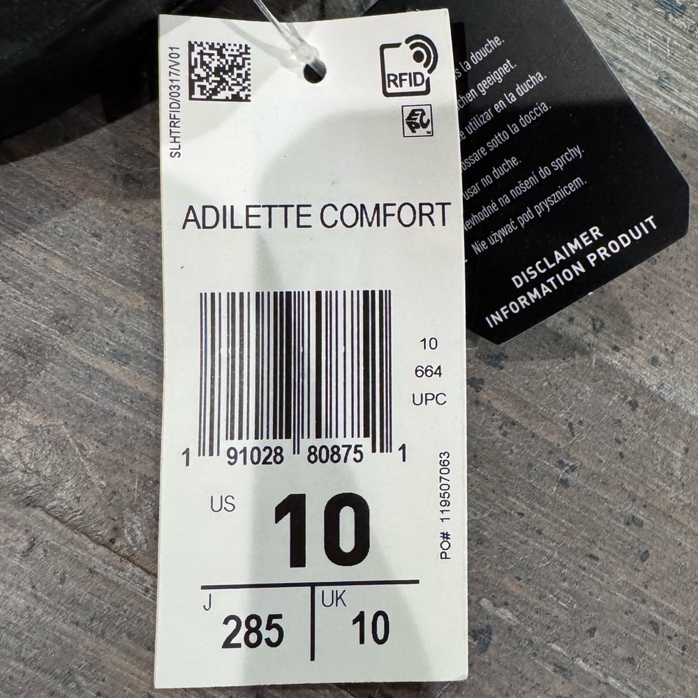 Adidas Black Adilette Comfort Slide Sandals - Picture 3 of 7